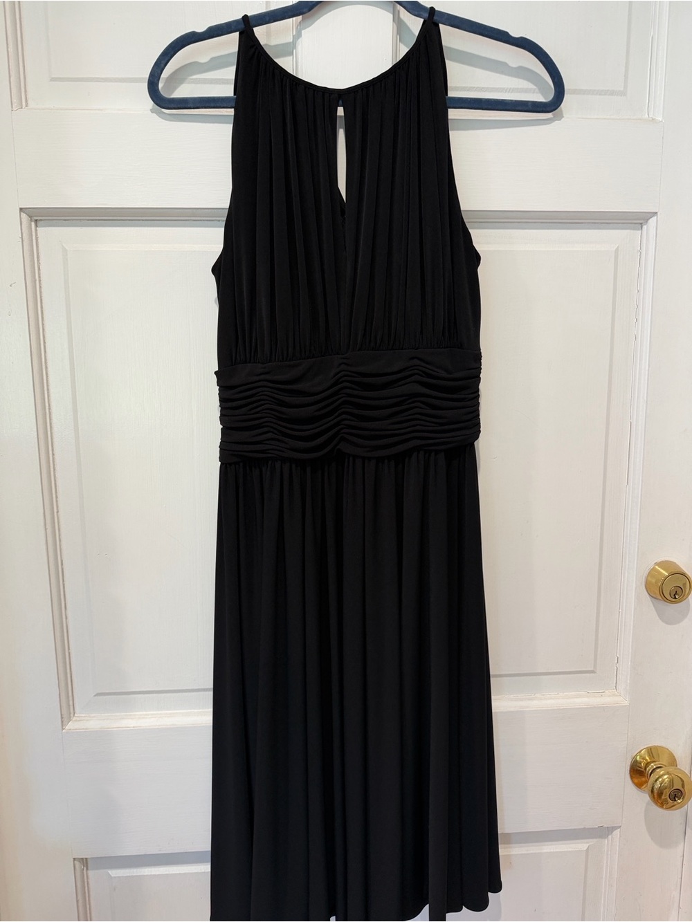 White House Black Market Black Halter Maxi Dress with Ruched Waist - Picture 6 of 8